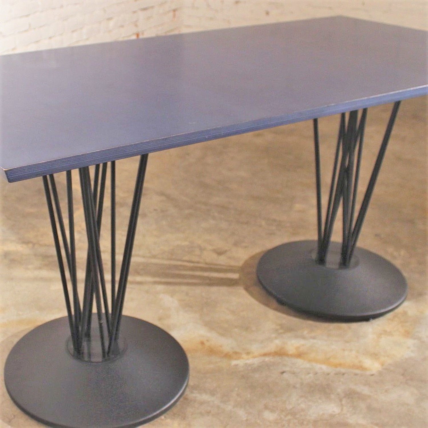 Blue Marquette Double Pedestal Table by Leland International