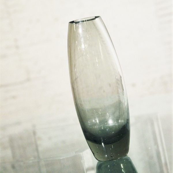 Vintage MCM Holmegaard Per Lutken Smoke Gray Glass Hellas Vase Signed 1961