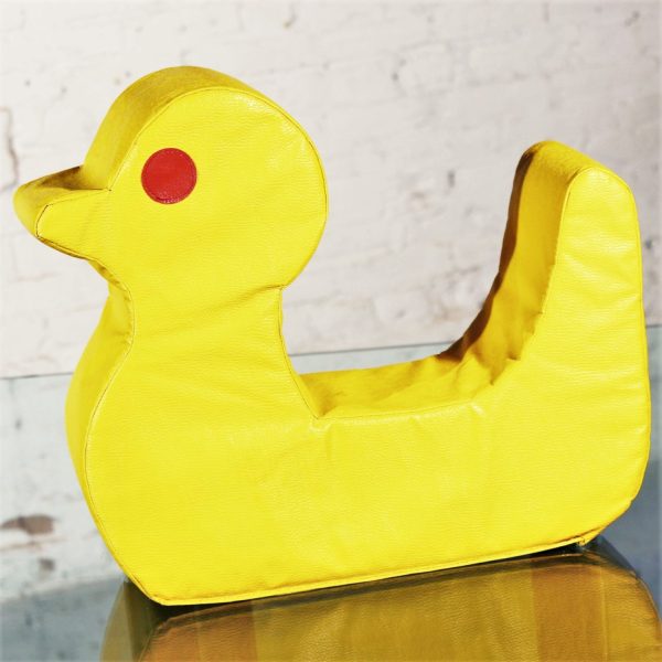 Vintage Mid Century Mod Pop Art Large Yellow Duck Pillow Cushion