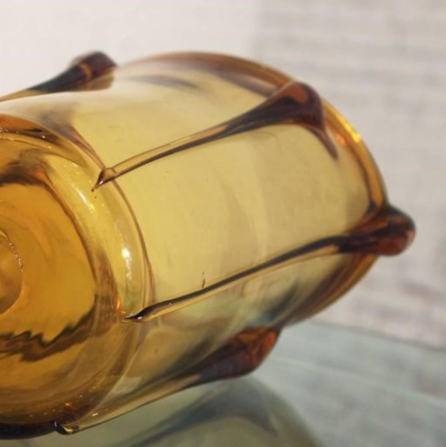 Vintage Mid-Century Amber Art Glass Vase in the style of Empoli Glass