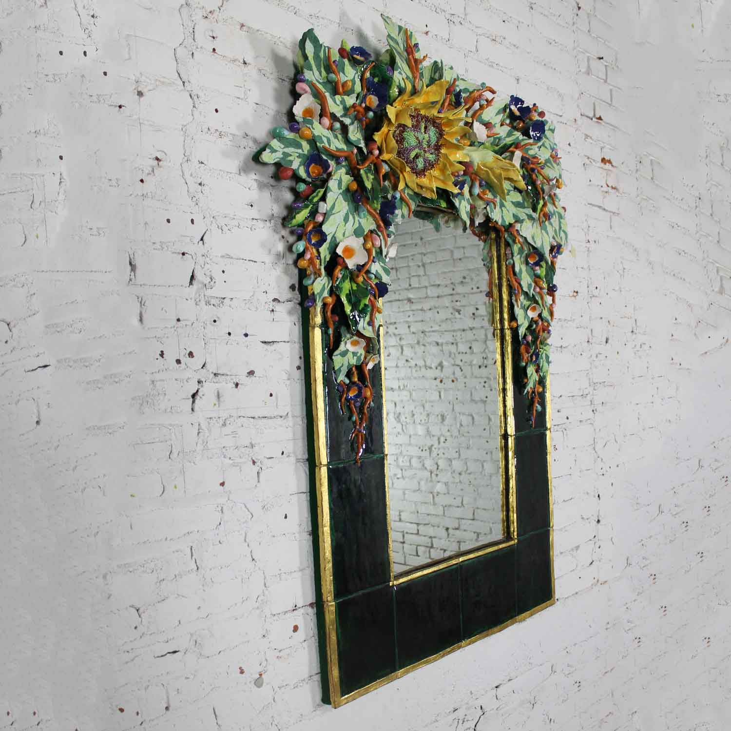 Contemporary Ceramic Floral Large Mirror by George Alexander