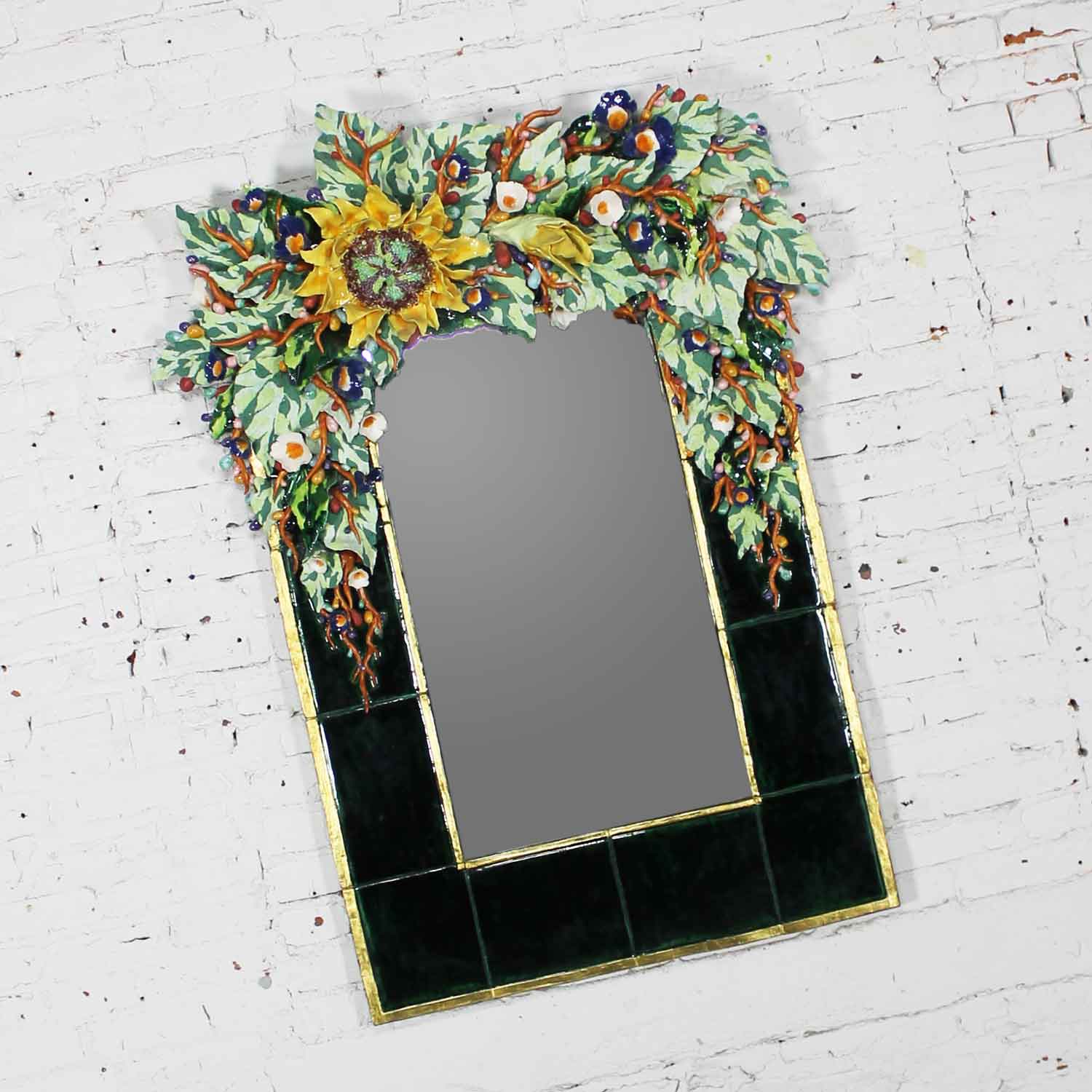 Contemporary Ceramic Floral Large Mirror by George Alexander