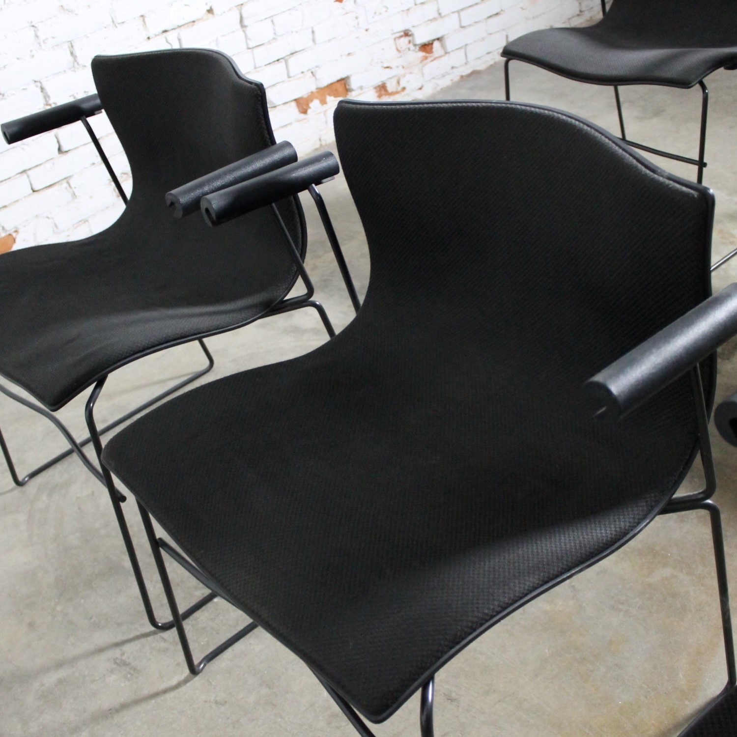 Vintage Black Handkerchief Arm Chairs by Massimo and Lella Vignelli for Knoll Set of Six