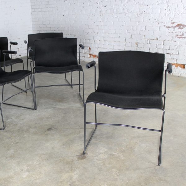 Vintage Black Handkerchief Arm Chairs by Massimo and Lella Vignelli for Knoll Set of Six