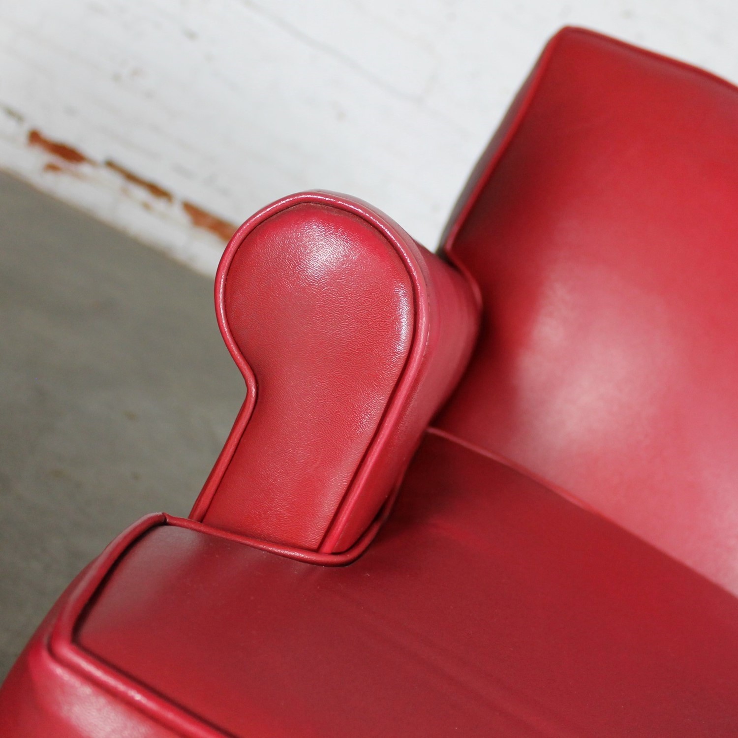 Vintage 1940s Red Vinyl Club Chairs a Pair