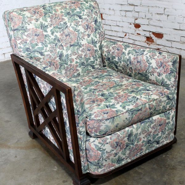 Art Deco Oak and Upholstered Club Chair