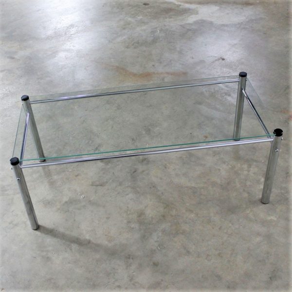 Chrome and Glass Coffee Table Mid Century Modern Attributed to James David Furniture