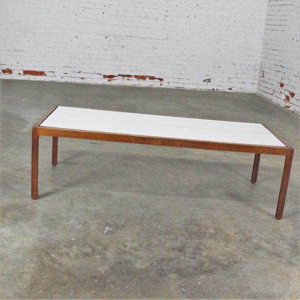 Knoll Walnut and White Laminate Lewis Butler Coffee Table Mid Century Modern