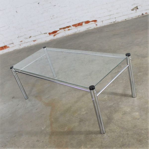 Chrome and Glass Coffee Table Mid Century Modern Attributed to James David Furniture