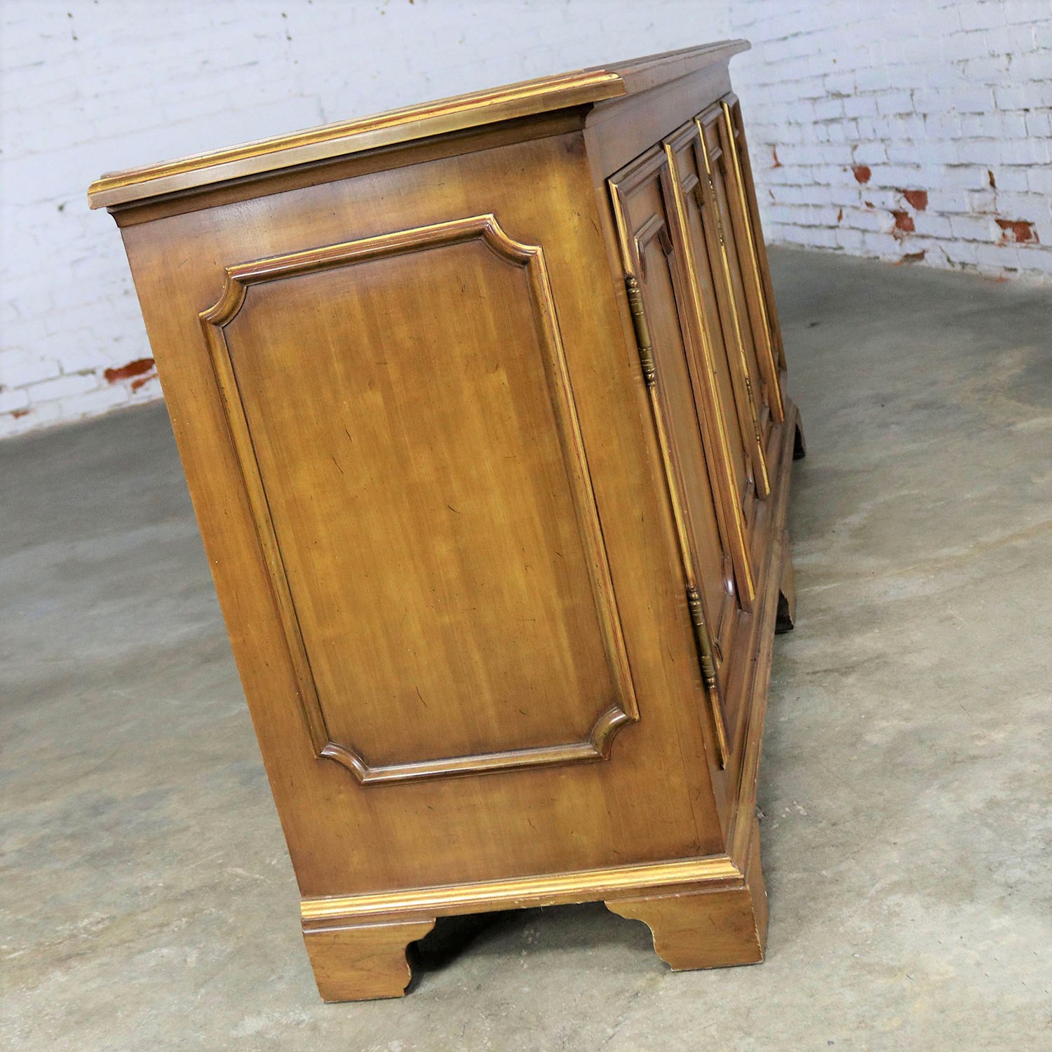 John Widdicomb Painted Hollywood Regency Credenza with Gilt Accents
