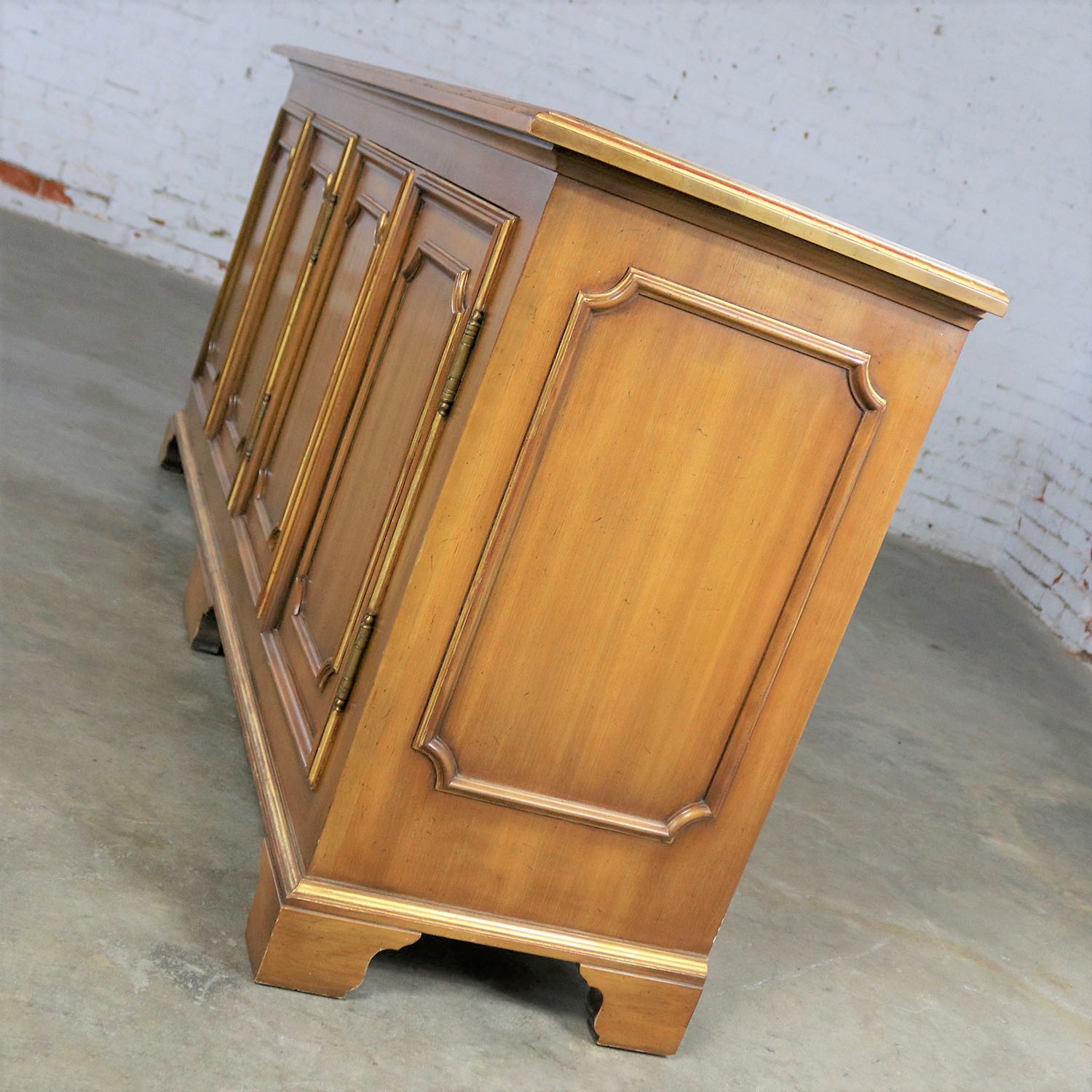 John Widdicomb Painted Hollywood Regency Credenza with Gilt Accents