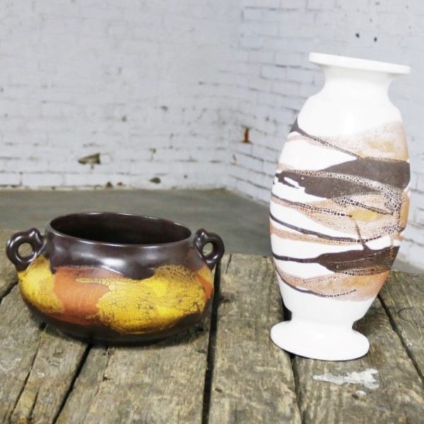 Royal Haeger Earth Wrap Pottery Vase and Double Handled Bowl