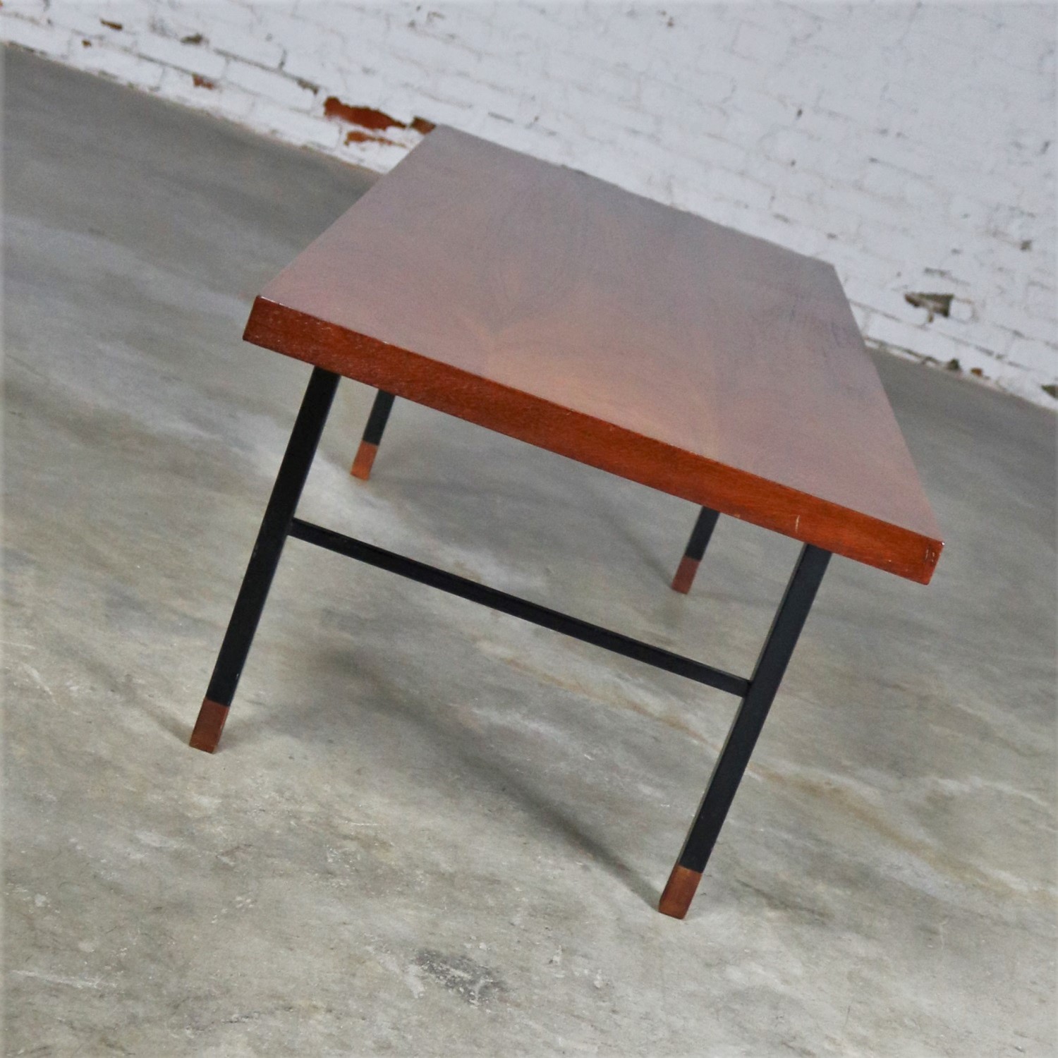 Made in Denmark Coffee Table with Teak Top and Black Metal Base