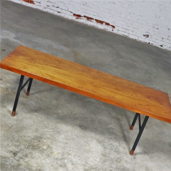 Made in Denmark Coffee Table with Teak Top and Black Metal Base