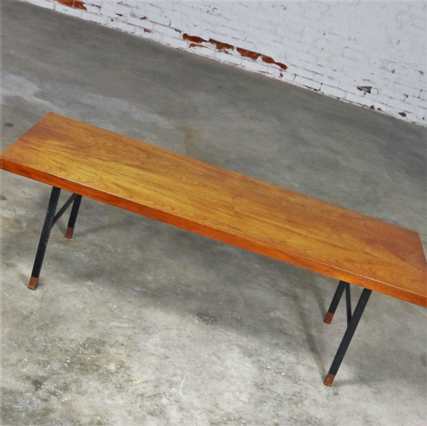 Made in Denmark Coffee Table with Teak Top and Black Metal Base