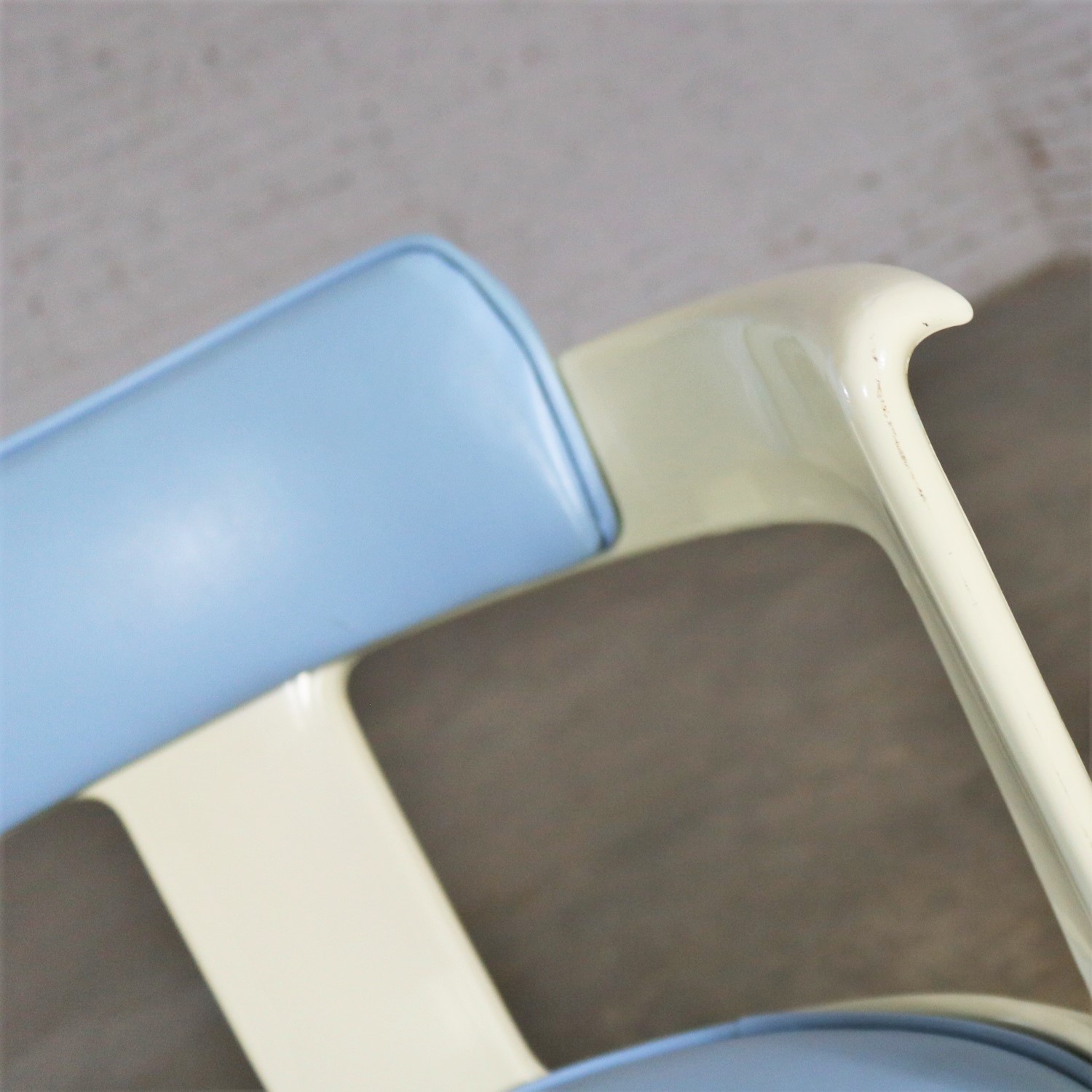 Daystrom Furniture Tulip Style Swivel Chairs in Baby Blue and White