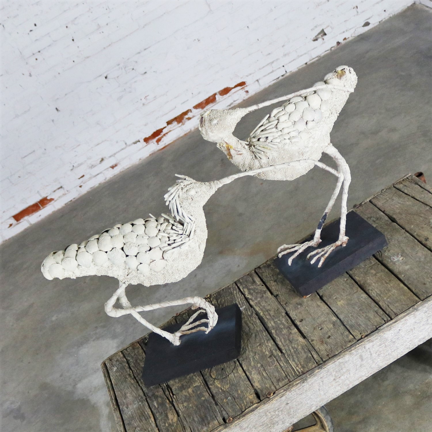 Mid Century Modern Brass and Marble Birds in Flight Sculpture Attributed to C. Jere