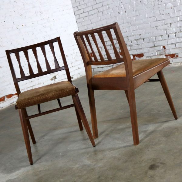 MCM Pair Walnut Dining Side Chairs by Holman Manufacturing Co.