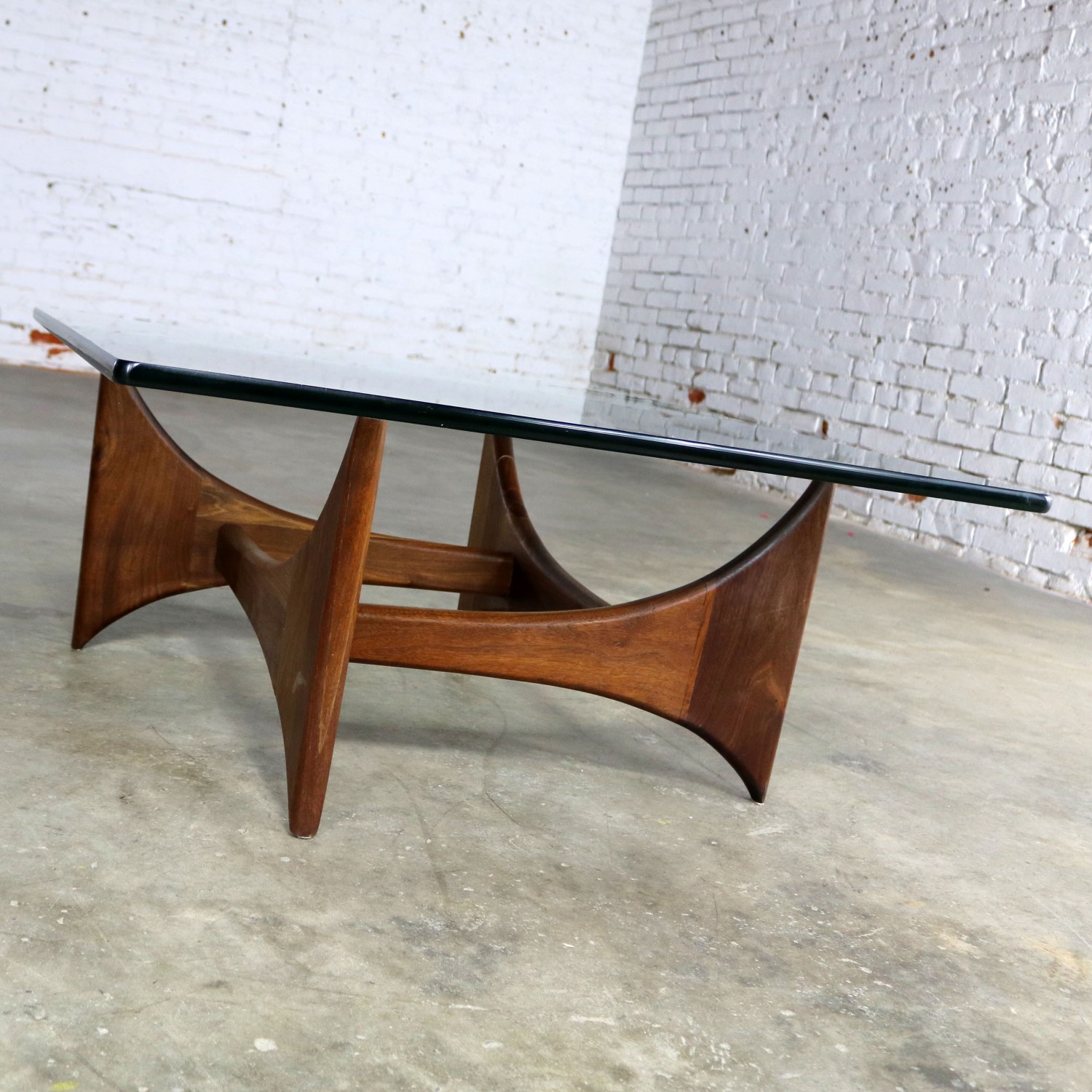 Adrian Pearsall Walnut and Glass Sculptural Cocktail Table for Craft Associates