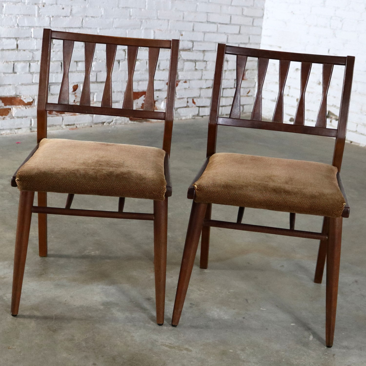 MCM Pair Walnut Dining Side Chairs by Holman Manufacturing Co.
