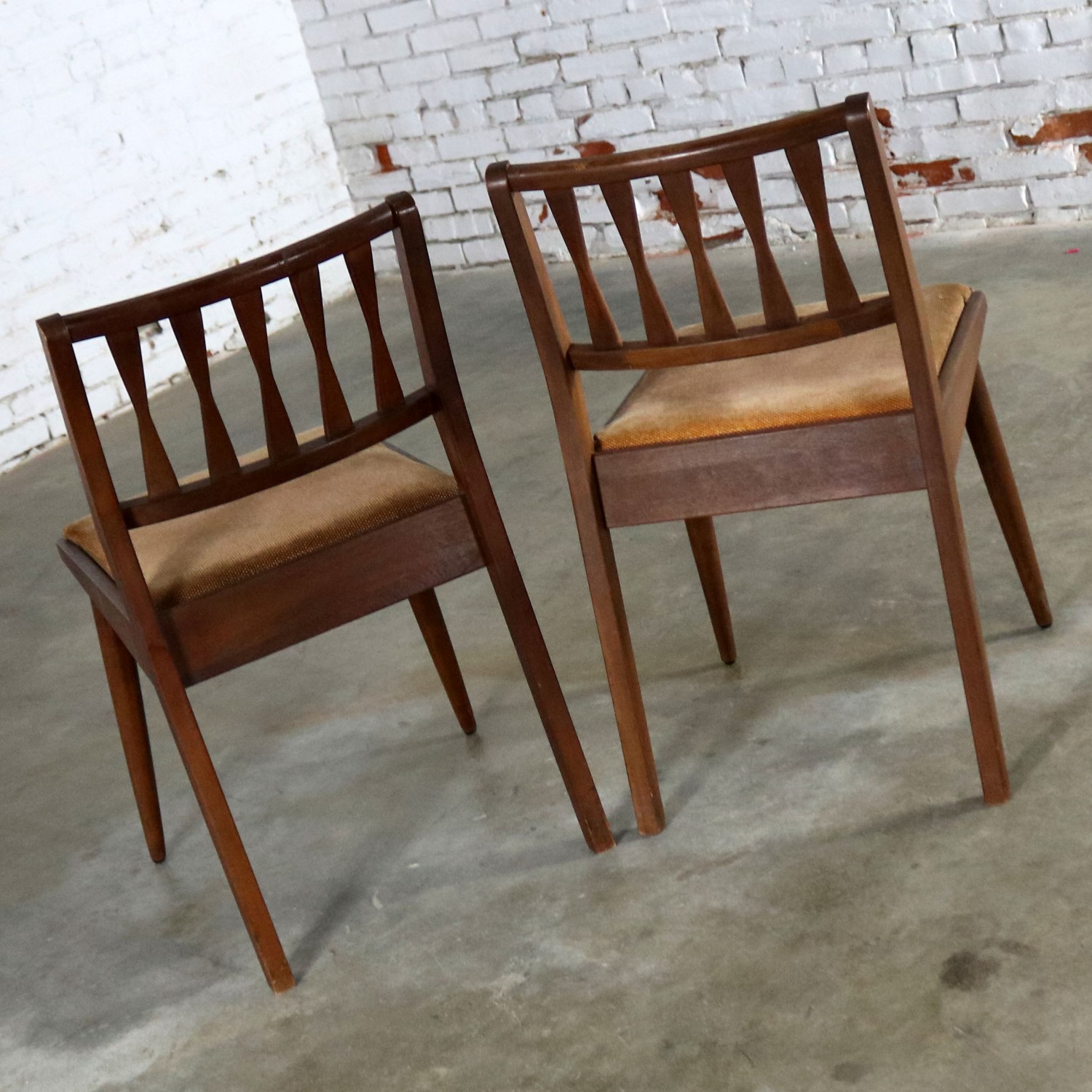 MCM Pair Walnut Dining Side Chairs by Holman Manufacturing Co.
