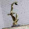 Mid Century Modern Brass and Marble Birds in Flight Sculpture Attributed to C. Jere