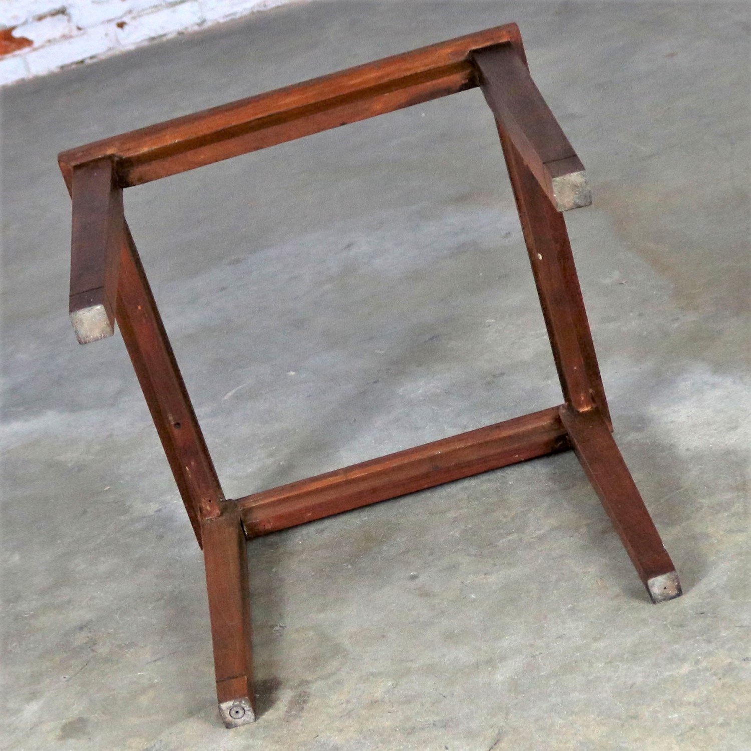 Mid Century Modern Walnut and Black Marble Square End or Side Table