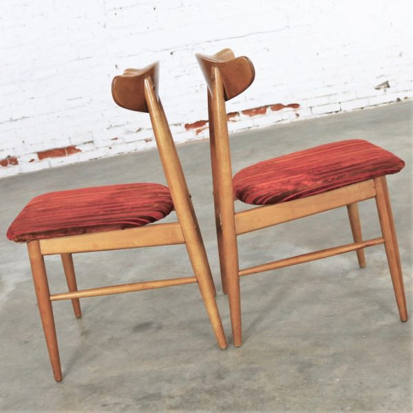 Pair Mid Century Modern Birchcraft Danish Style Side Chairs by Baumritter