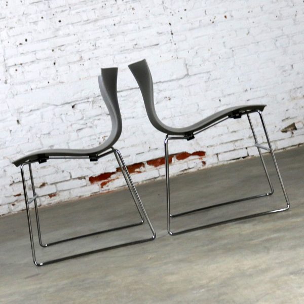 Knoll Handkerchief Side Chairs in Gray by Massimo & Lella Vignelli, a Pair