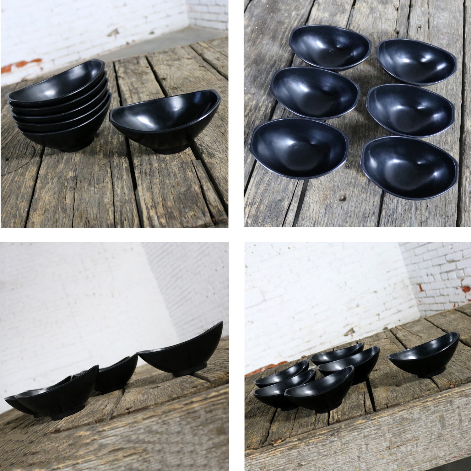 MCM Genie Black Carafe by David Douglas and Black Plastic Salad Set by Styson Art Products