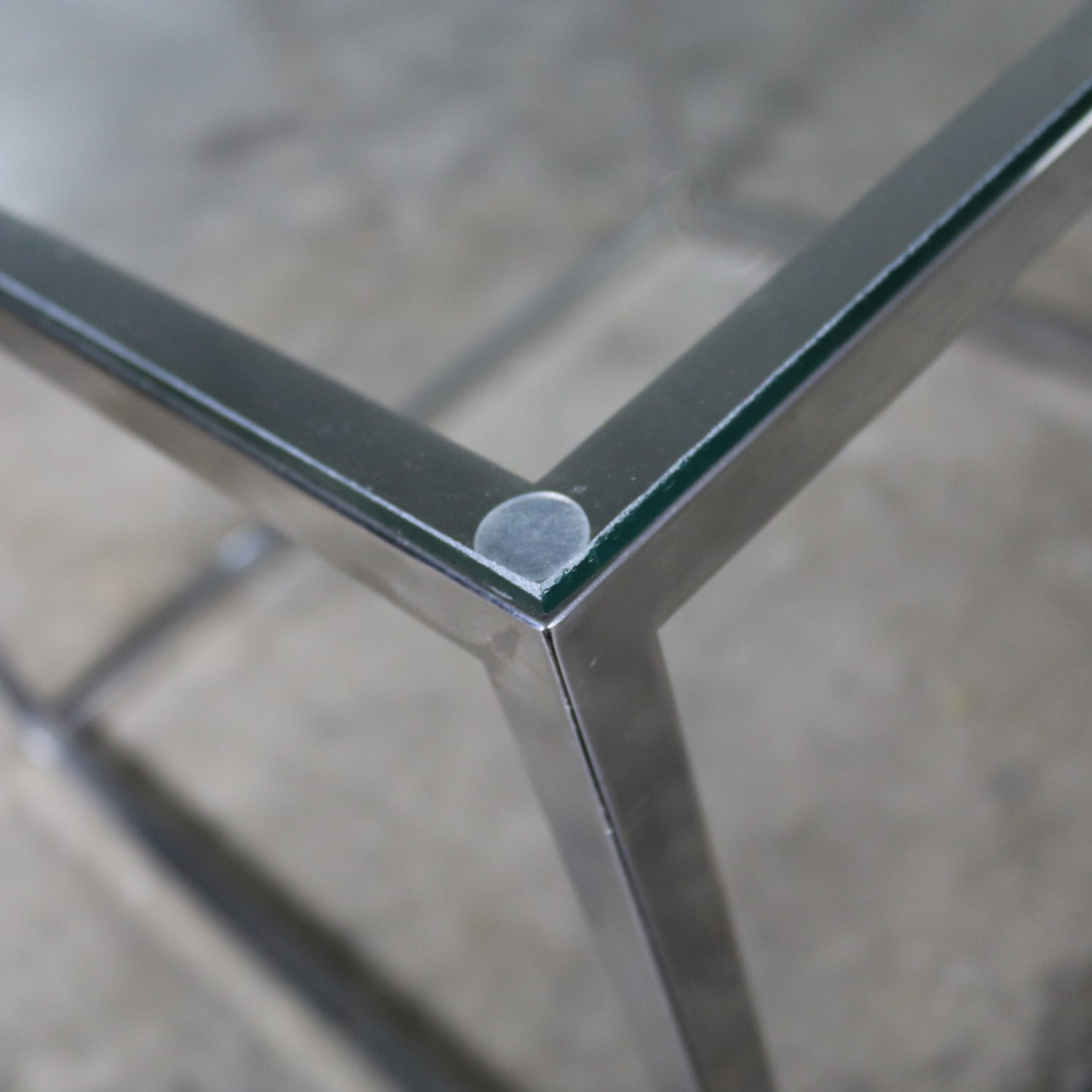 Chrome Cube End Table with Glass Top Manner of Milo Baughman