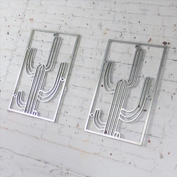 Saguaro Cactus Window Grills Vintage Cast Aluminum Pair