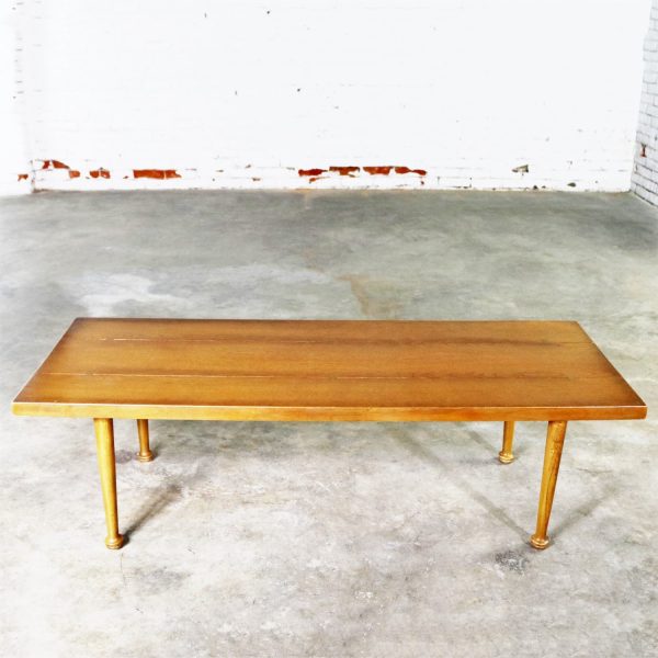 Mid Century Western Ranch Oak Style Plank Coffee Table with Bow Tie Detail