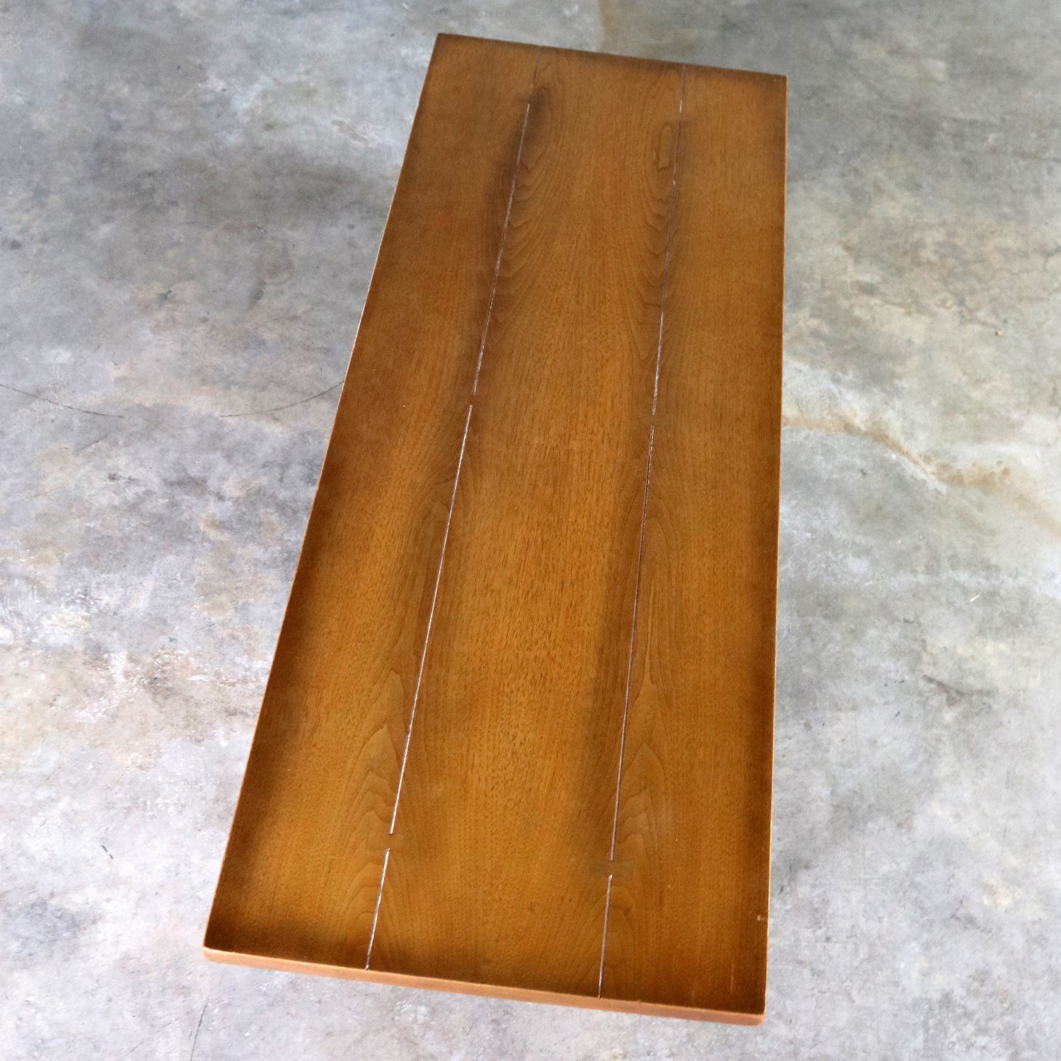 Mid Century Western Ranch Oak Style Plank Coffee Table with Bow Tie Detail