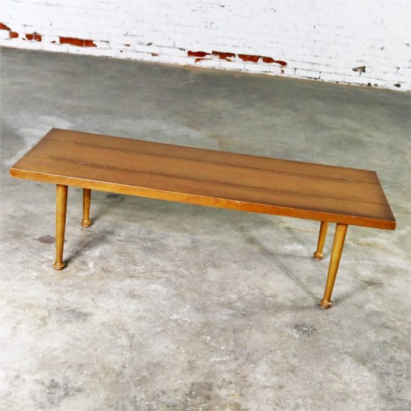 Mid Century Western Ranch Oak Style Plank Coffee Table with Bow Tie Detail