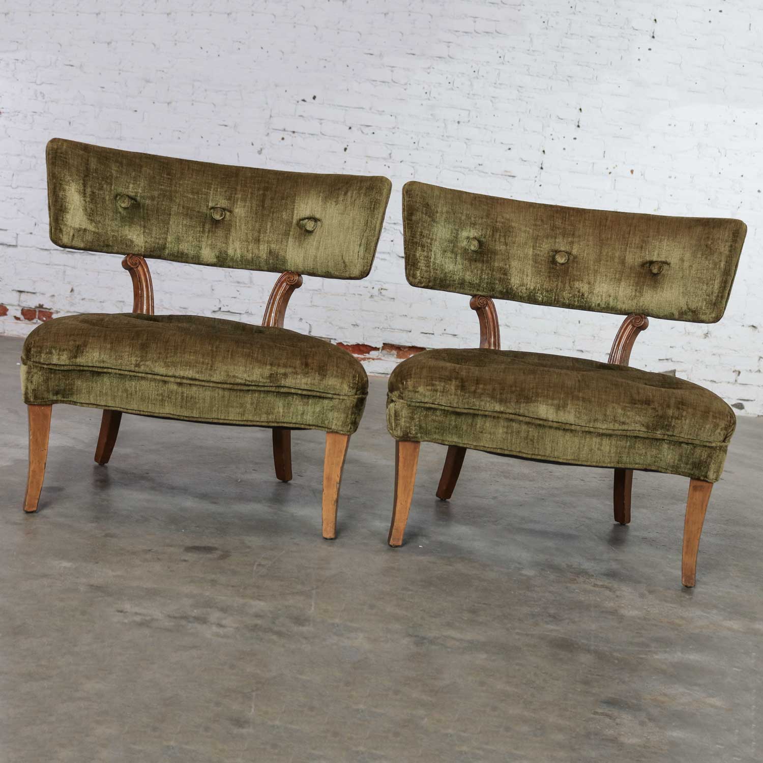 Hollywood Regency Pair of Slipper Chairs Style of Lorin Jackson for Grosfeld House