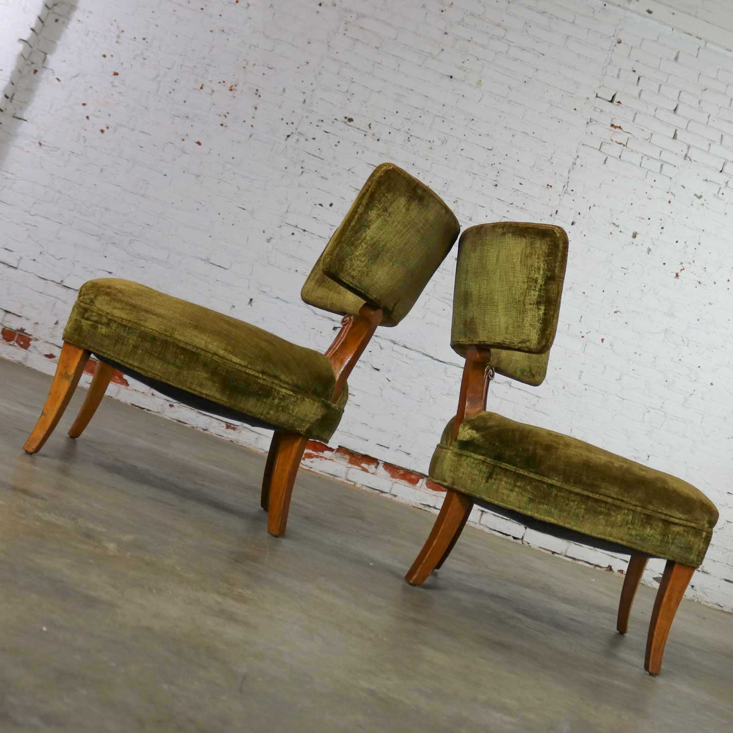 Hollywood Regency Pair of Slipper Chairs Style of Lorin Jackson for Grosfeld House