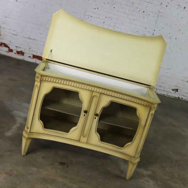 Hollywood Regency Dry Bar Liquor Cabinet Mid Century with Golden Glo Finish