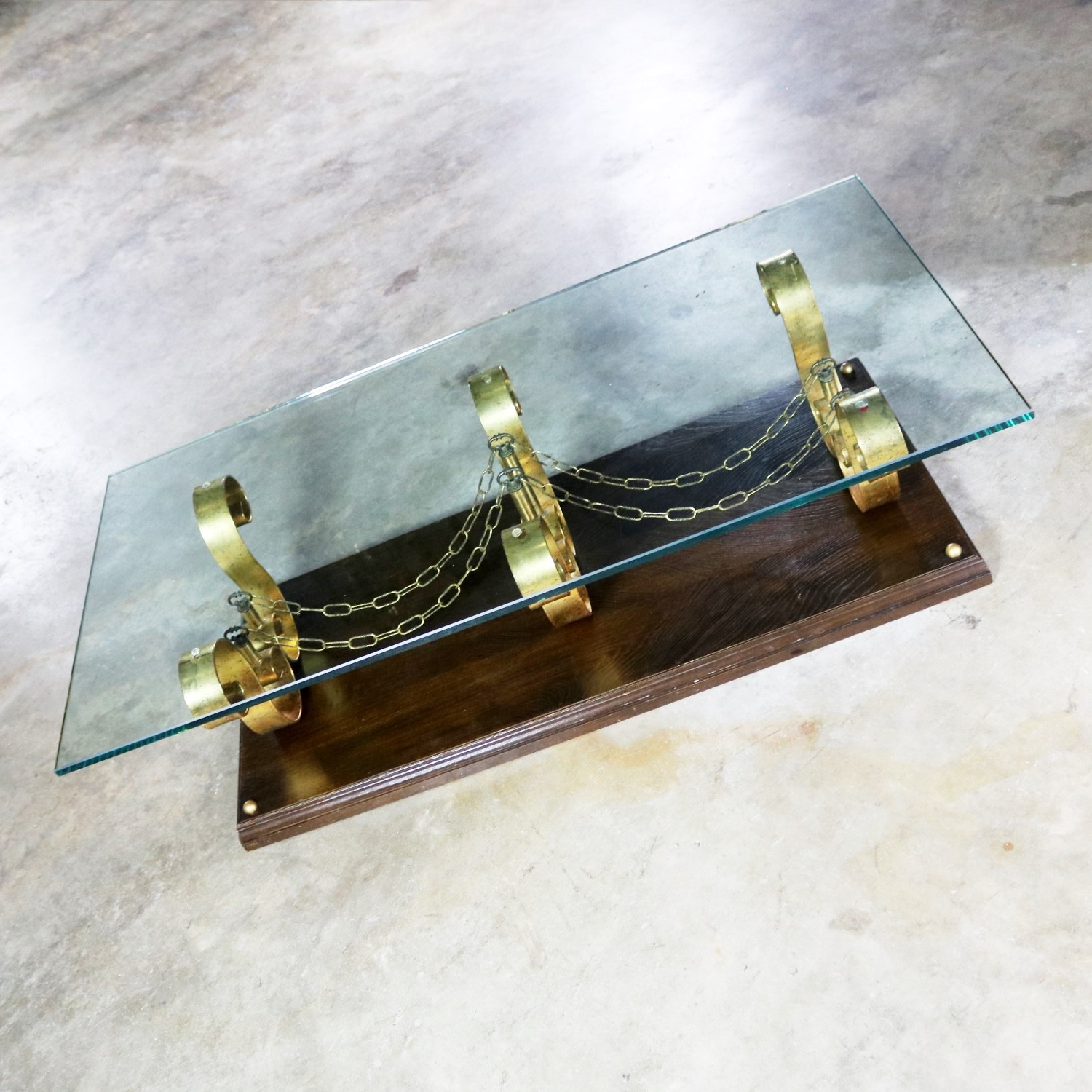 Large Rectangular Glass Top Hollywood Regency Spanish Revival Coffee Table Style of Arturo Pani