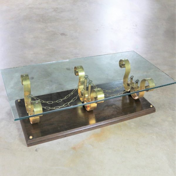 Large Rectangular Glass Top Hollywood Regency Spanish Revival Coffee Table Style of Arturo Pani