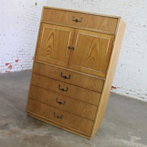 Vintage Modern Campaign Style Oak Gentlemen’s Chest by Founders Furniture
