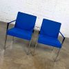 Vintage Mid-Century Modern Chrome & Royal Blue Fabric Armchairs by Hibriten Chair Company