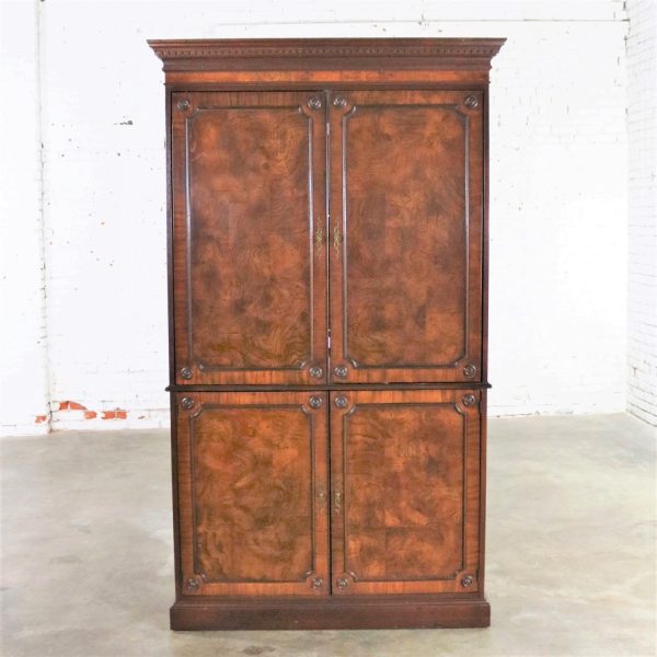 Georgian Style Large Mahogany Entertainment Armoire Wardrobe Cabinet by Hekman