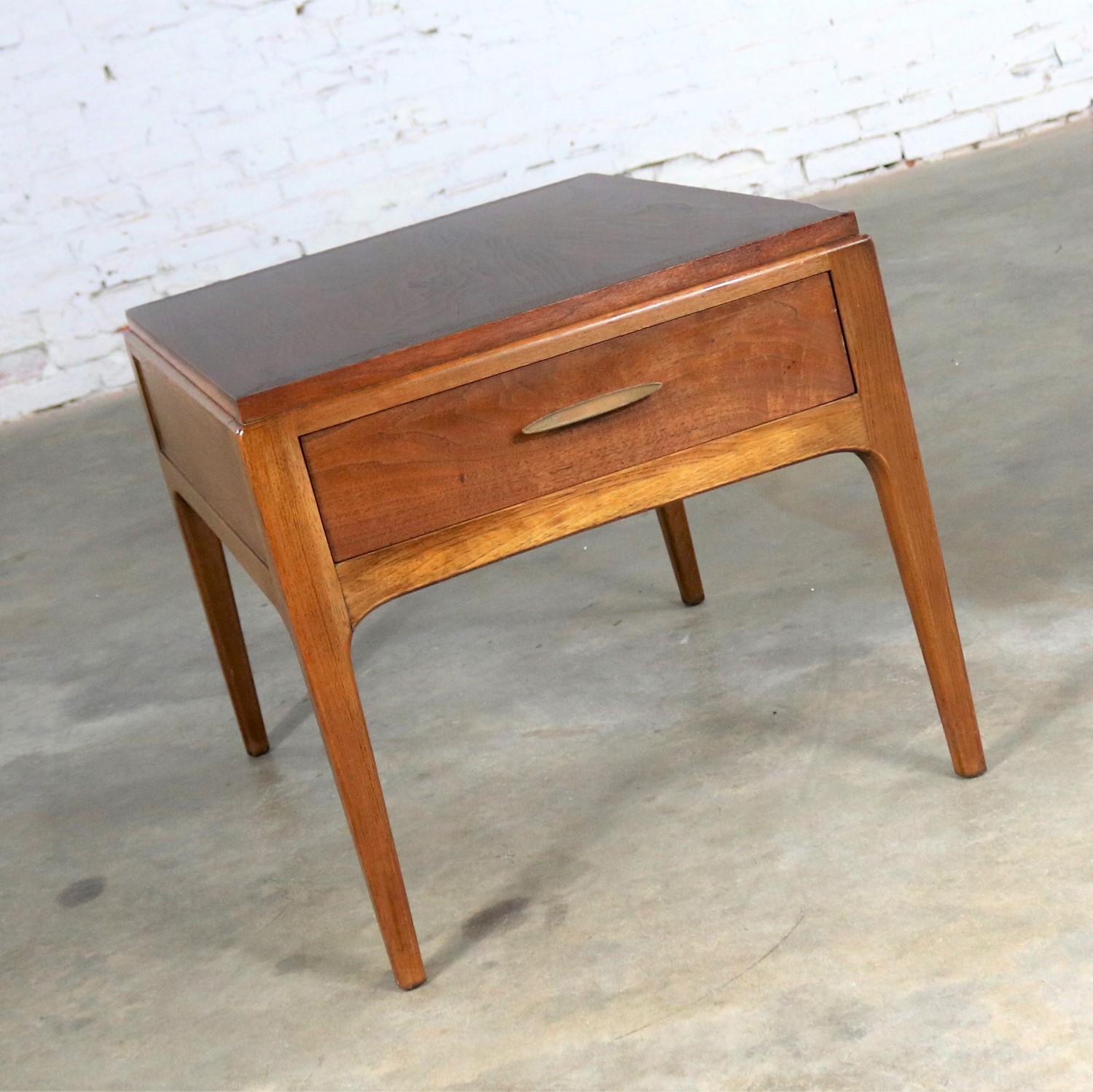 Lane Rhythm Walnut End Table with Drawer Mid Century Modern