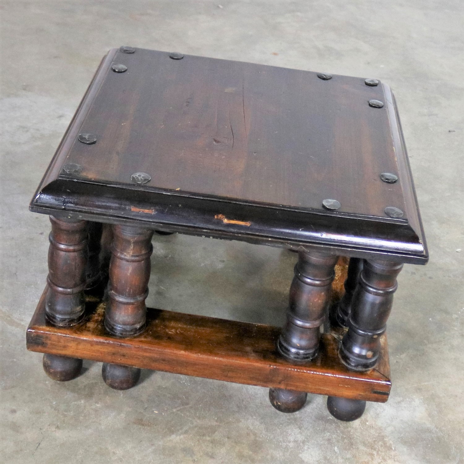 Spanish Revival Style Square End Table with Nail Heads by Artes De Mexico Internacionales, SA