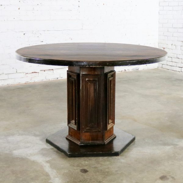 Spanish Colonial Revival Style Round Dining Table with Single Pedestal Three Available