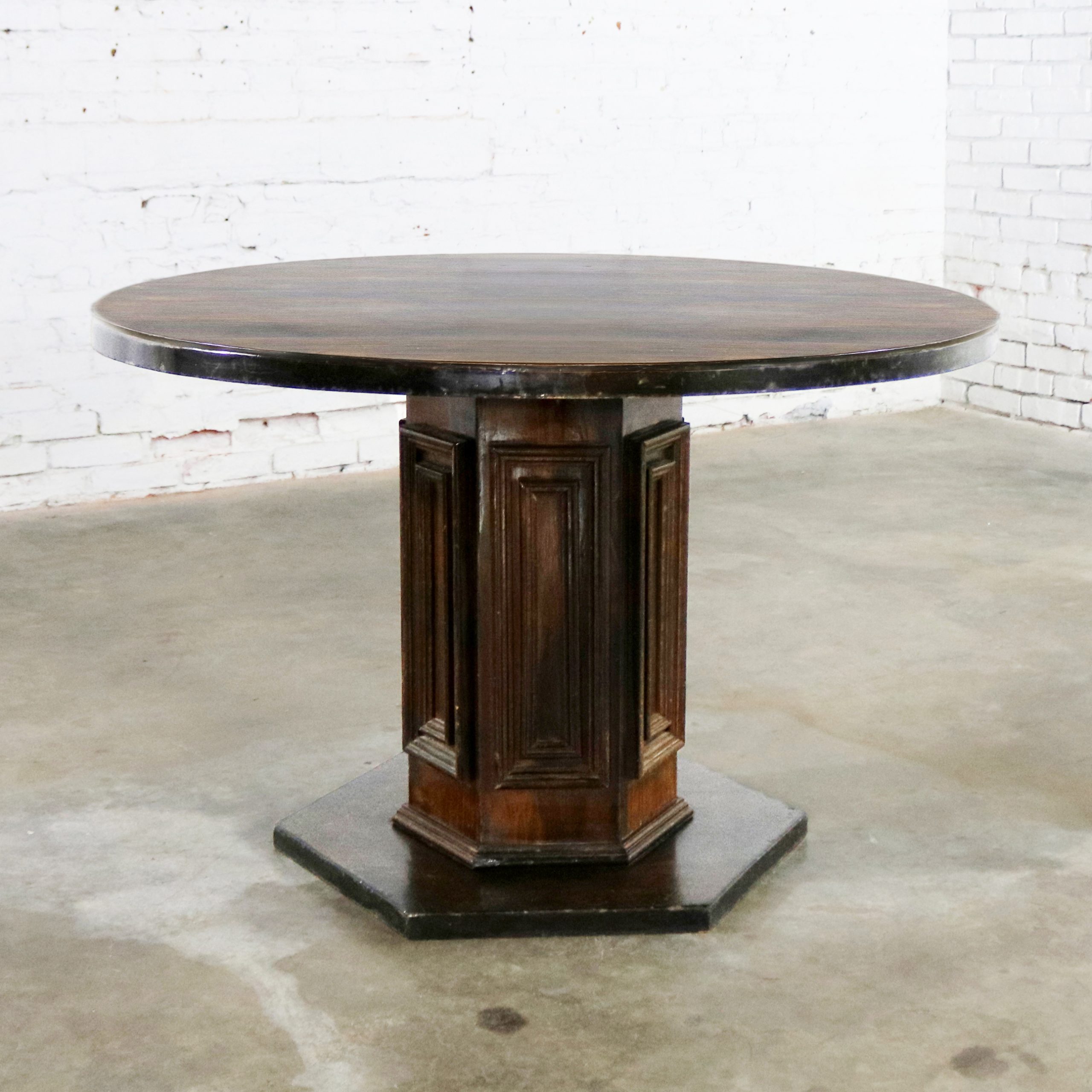 Spanish Colonial Revival Style Round Dining Table with Single Pedestal Three Available
