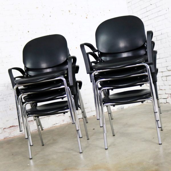 Black Torsion Chairs by Giancarlo Piretti for KI Set of Eight 7 Arm and 1 Side