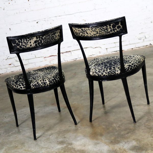 Pair Black Art Deco and Animal Print Side Chairs Cast Aluminum by Crucible Products Corp.