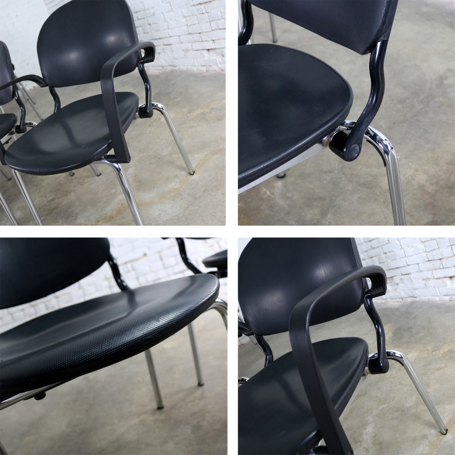 Black Torsion Chairs by Giancarlo Piretti for KI Set of Eight 7 Arm and 1 Side